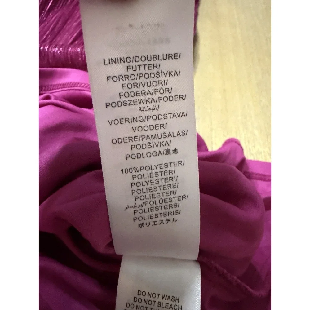 Adrianna Papell Stardust One-Shoulder Gathered Gown Magenta Pink Size 10 - Picture 16 of 16